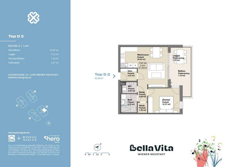 Wohnung zum Kauf provisionsfrei 213.063 € 2 Zimmer 51,5 m² 1. Geschoss Ackergasse 14 Wiener Neustadt 2700