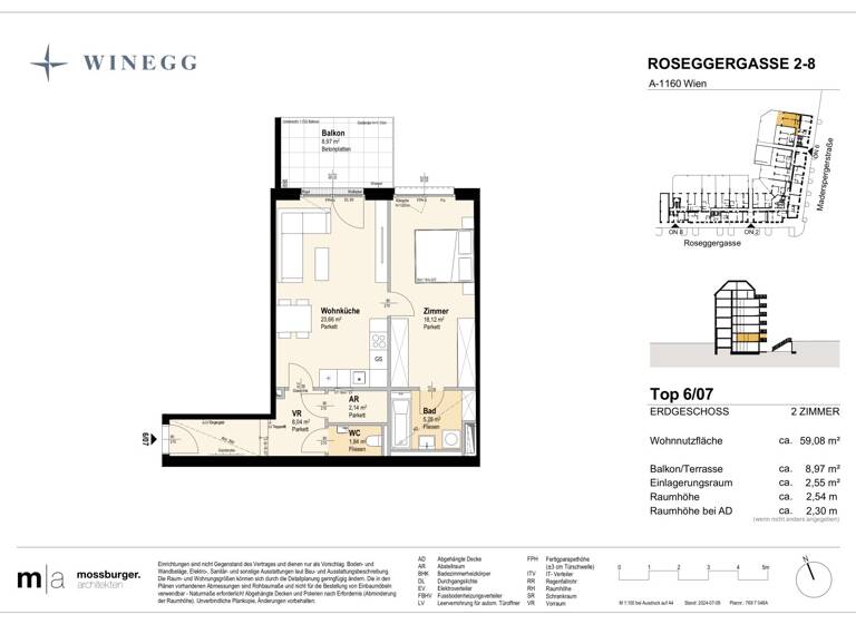 Wohnung zum Kauf - Erstbezug 304.000 € 2 Zimmer 59,1 m² EG Roseggergasse 2-8 Wien 1160