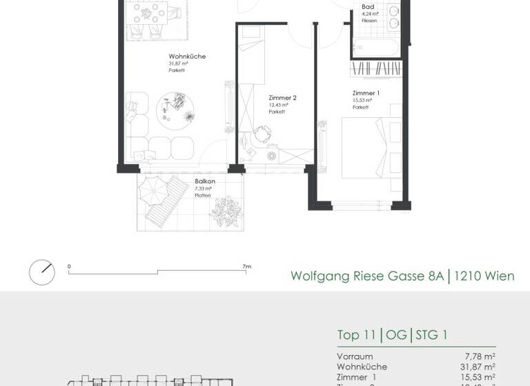 Wohnung zum Kauf - Erstbezug provisionsfrei 439.000 € 3 Zimmer 74,9 m² 1. Geschoss Wolfgang-Riese-Gasse 8A Wien 1210