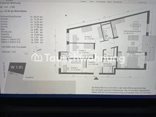 Wohnung zur Miete Tauschwohnung 1.300 € 5 Zimmer 123 m² 1. Geschoss Friedrichshain Friedrichshain-Kreuzberg 10245