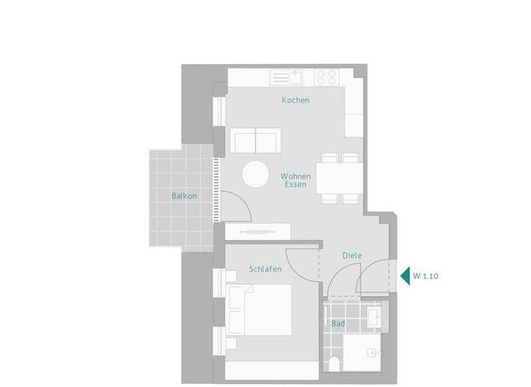 Wohnung zum Kauf provisionsfrei 339.000 € 2 Zimmer 44,9 m² 3. Geschoss Alemannenstraße 15 Renningen 71272