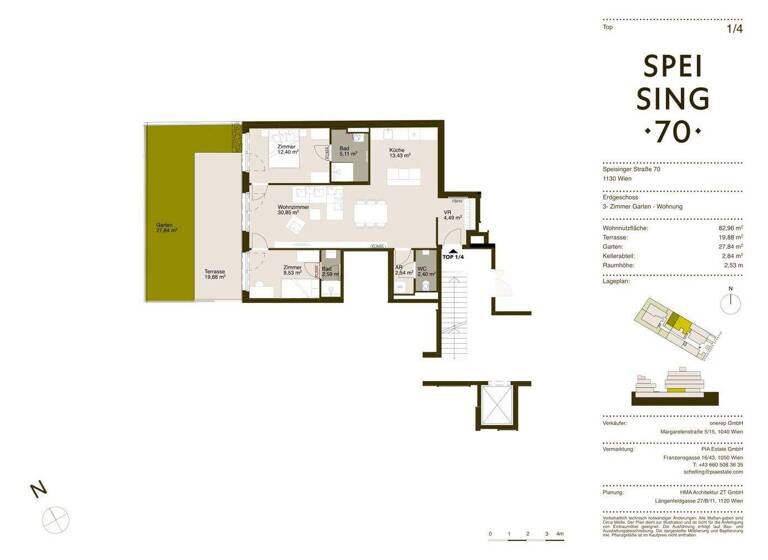 Wohnung zum Kauf - Erstbezug 699.000 € 3 Zimmer 82,5 m² EG frei ab 01.06.2026 Speisinger Straße Wien 1130