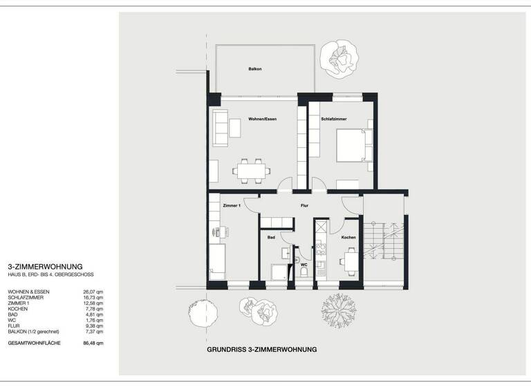 Wohnung zur Miete 1.430 € 3 Zimmer 86,5 m² 1. Geschoss Singen 78224
