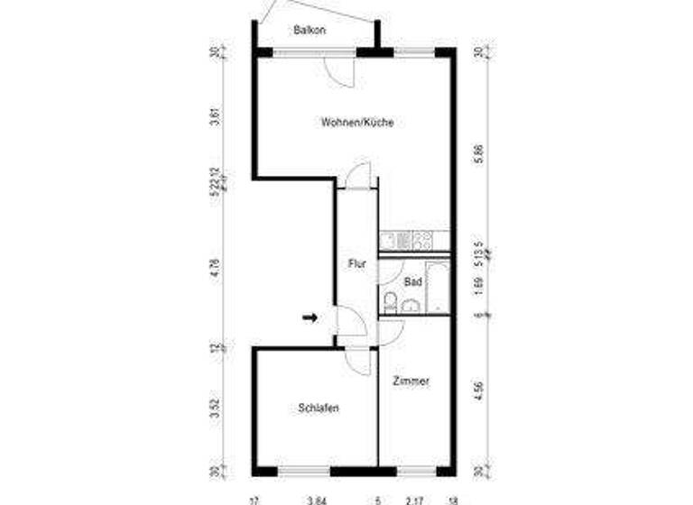Wohnung zur Miete 520 € 3 Zimmer 61,1 m² 1. Geschoss frei ab 27.03.2026 Ulan-Bator-Str. 75 Moskauer Platz Erfurt 99091