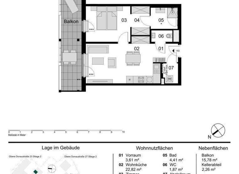 Wohnung zum Kauf - Erstbezug 591.000 € 2 Zimmer 51,4 m² 6. Geschoss Obere Donaustraße 23 Wien 1020