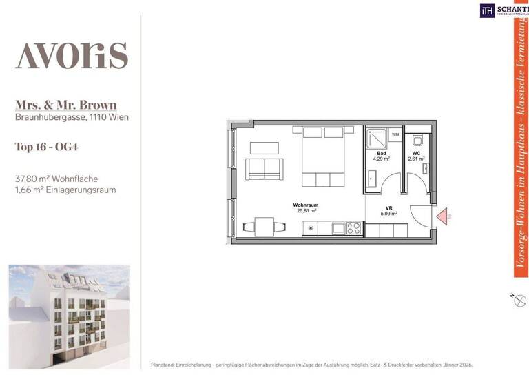 Studio zum Kauf - Erstbezug provisionsfrei 205.000 € 1 Zimmer 37,8 m² 4. Geschoss Braunhubergasse Wien 1110