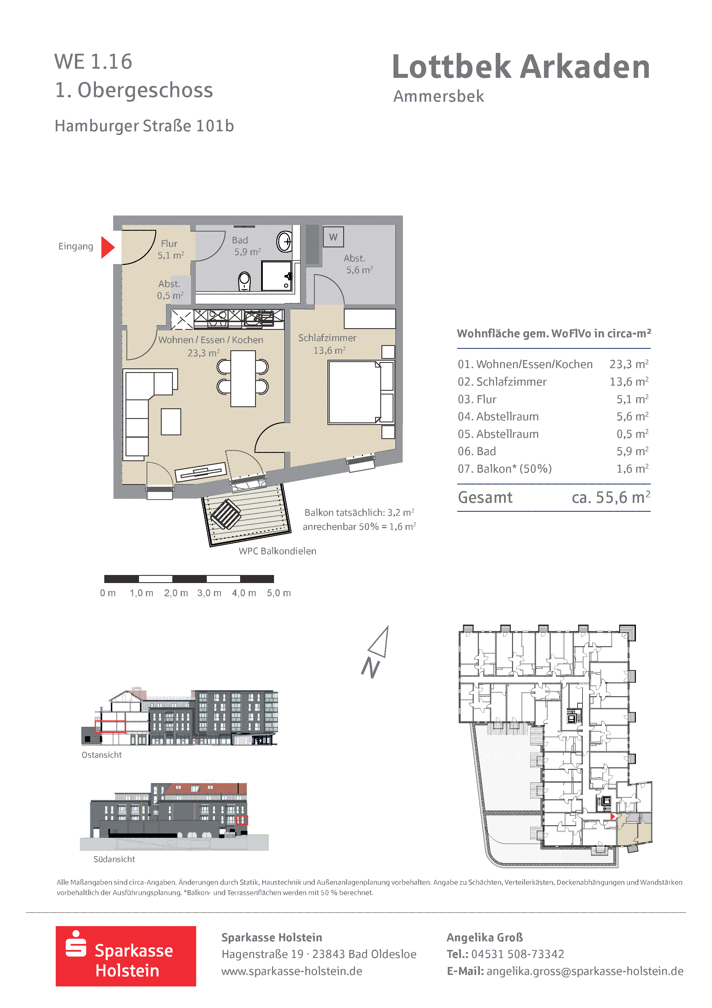 Wohnung zur Miete 862 € 2 Zimmer 55,6 m²<br/>Wohnfläche Hamburger Straße 101 Lottbek Ammersbek 22949