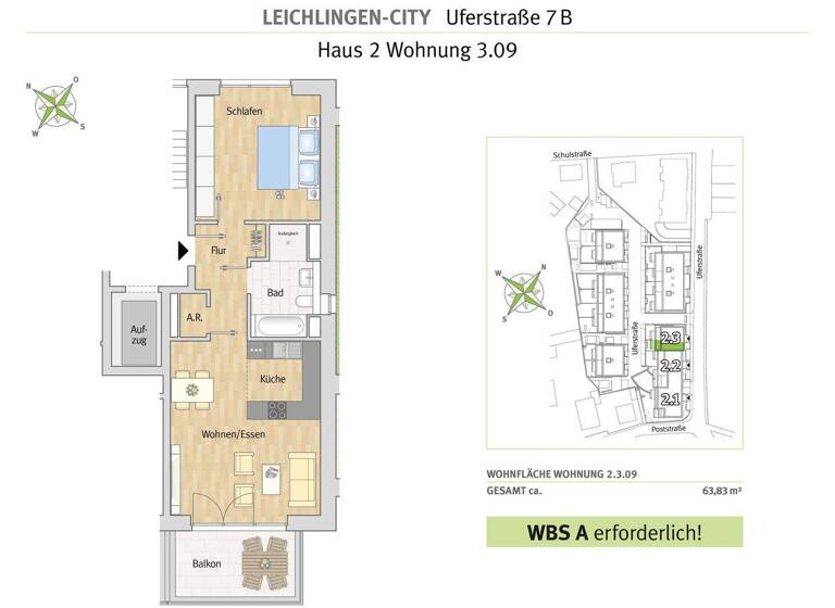 Wohnung zur Miete - Erstbezug nur mit Wohnberechtigungsschein 472 € 2 Zimmer 63,8 m² 4. Geschoss frei ab 01.05.2026 Uferstraße 7b Leichlingen Leichlingen (Rheinland) 42799