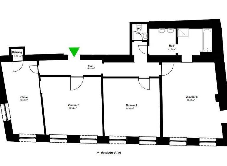 Studio zur Miete 1.000 € 3 Zimmer 119 m² 1. Geschoss Altstadt Passau 94032