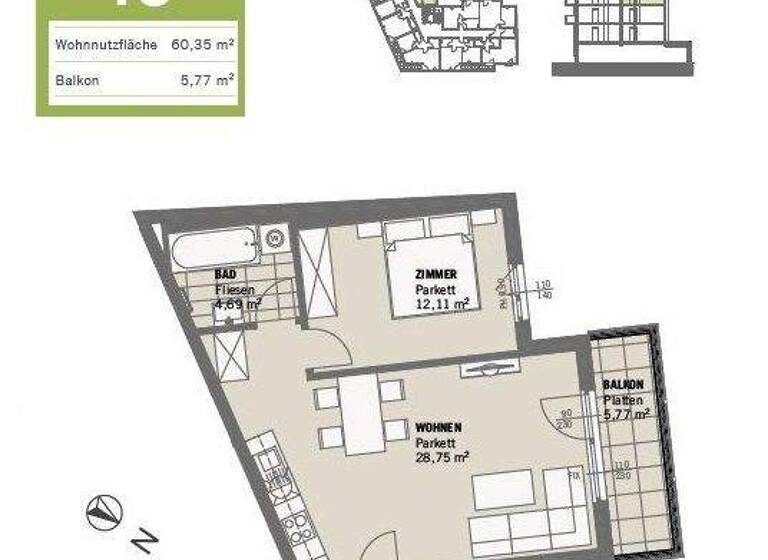 Wohnung zur Miete 913 € 3 Zimmer 60,4 m² 3. Geschoss Lorystraße 1 Wien 1110