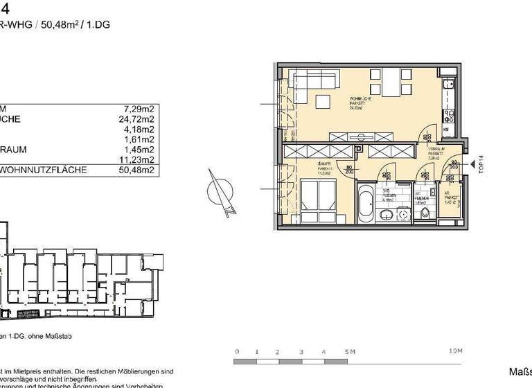 Wohnung zur Miete 912 € 2 Zimmer 50,5 m² 1. Geschoss Wien 1120