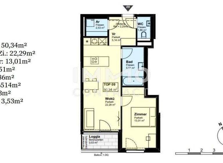 Wohnung zum Kauf - Erstbezug provisionsfrei 299.000 € 2 Zimmer 50,3 m² Wien 1220