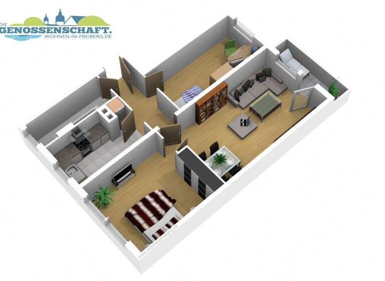 Wohnung zur Miete 379 € 3 Zimmer 57,7 m² 3. Geschoss Albert-Einstein-Straße 7 Freiberg 09599