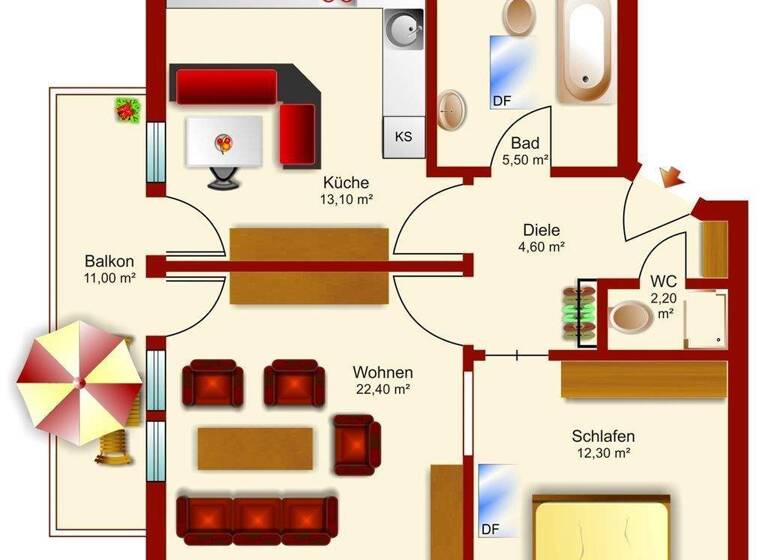 Wohnung zur Miete 950 € 2 Zimmer 65 m² 1. Geschoss frei ab sofort Garmisch Garmisch-Partenkirchen 82467