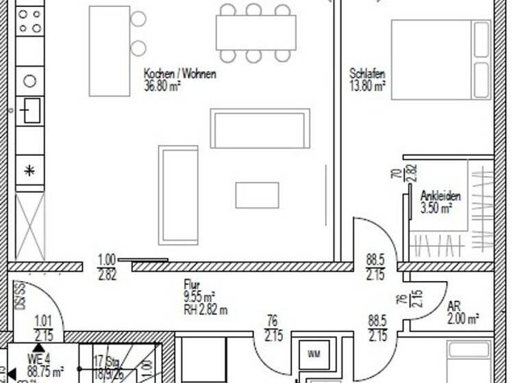 Wohnung zur Miete 1.154 € 3 Zimmer 88,8 m² 1. Geschoss Apoldaer Straße 17 Diemitz Halle 06116