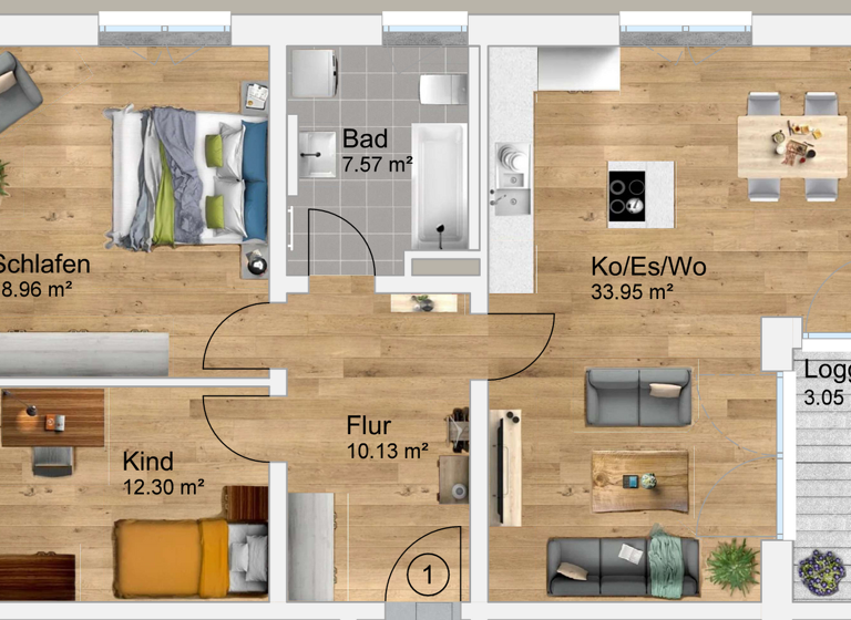 Wohnung zur Miete - Erstbezug 1.585 € 3 Zimmer 83,4 m² Geschoss 1/2 frei ab 01.06.2026 Gutsstraße 5 Pentenried Krailling 82349