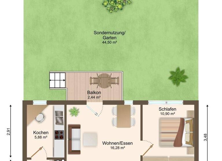 Wohnung zum Kauf 120.000 € 2 Zimmer 49,5 m² EG Alte Neustadt Magdeburg / Alte Neustadt 39106