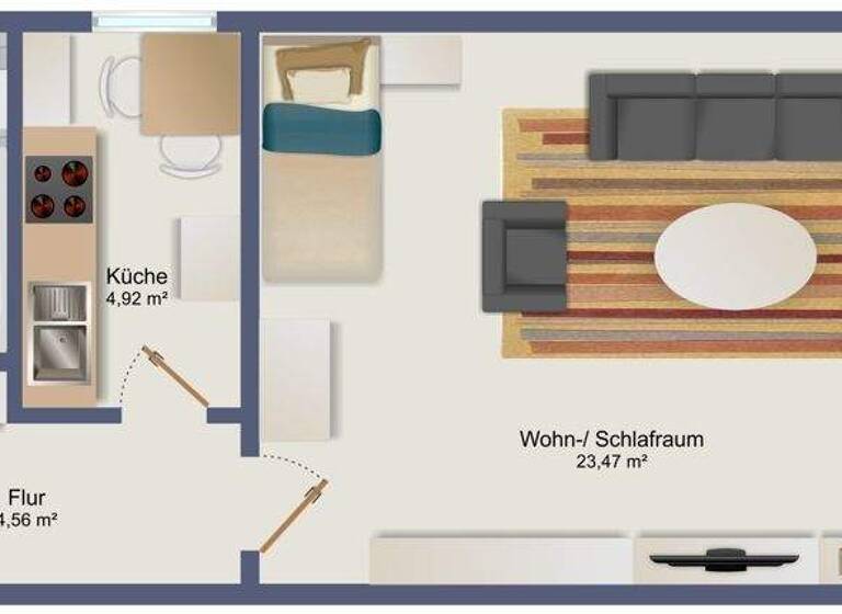 Studio zur Miete 420 € 1 Zimmer 39,2 m² 5. Geschoss Schulbergstr. 77 Grubweg Passau 94034