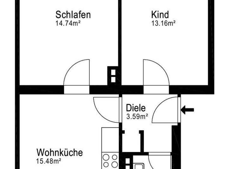 Wohnung zum Kauf provisionsfrei 185.000 € 2 Zimmer 51 m² 3. Geschoss Manteuffelstraße 12 Kalk Köln 51103