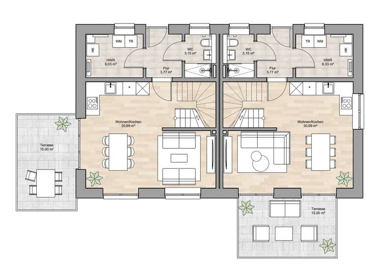 Doppelhaushälfte zum Kauf - Erstbezug 574.000 € 5 Zimmer 124,6 m² 265 m² Grundstück Pries Kiel 24159