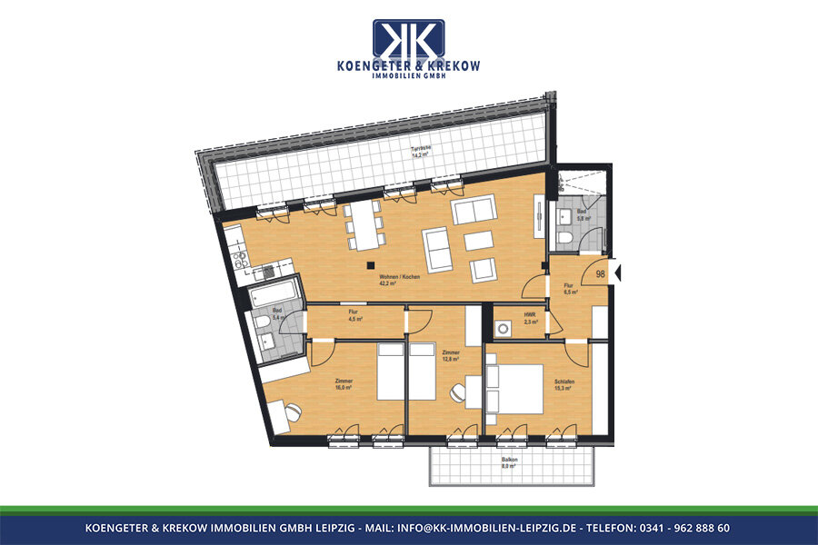 Wohnung zur Miete 1.862 € 4 Zimmer 133 m²<br/>Wohnfläche 4.<br/>Geschoss Judith-Auer-Straße 18 Reudnitz-Thonberg Leipzig 04317