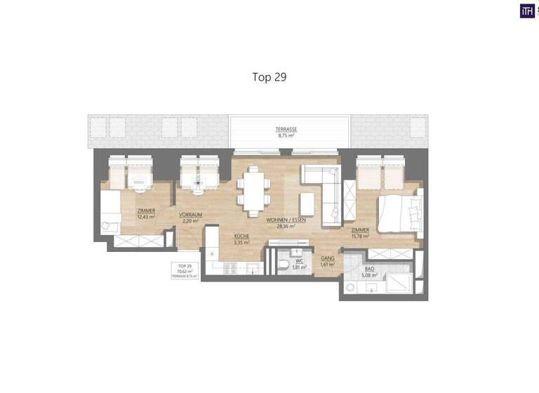 WG-Zimmer zum Kauf - Erstbezug 629.000 € 3 Zimmer 70,6 m² 5. Geschoss Martinstraße Wien 1180