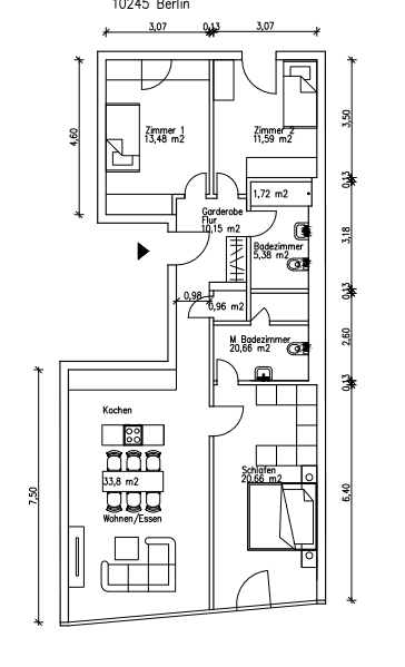 Wohnung zur Miete 1.500 € 4 Zimmer 108 m²<br/>Wohnfläche ab sofort<br/>Verfügbarkeit Stralauer Allee Friedrichshain Berlin 10245