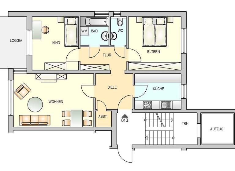 Wohnung zur Miete 571 € 3 Zimmer 76,1 m² 6. Geschoss frei ab 01.04.2026 Den Haager Straße 11 Heuchelhof Würzburg 97084