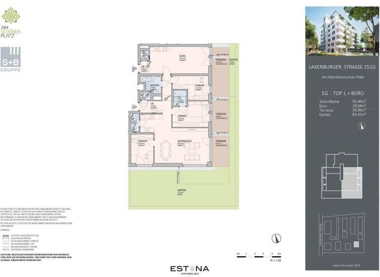 Wohnung zum Kauf - Erstbezug 935.000 € 5 Zimmer 95,5 m² EG Am marokkanischen Platz / Laxenburger Straße Wien 1100