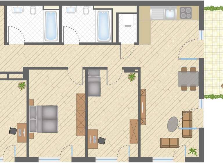 Wohnung zur Miete 2.449 € 4 Zimmer 99,7 m² EG Stallschreiberstraße 20 Kreuzberg Berlin 10969
