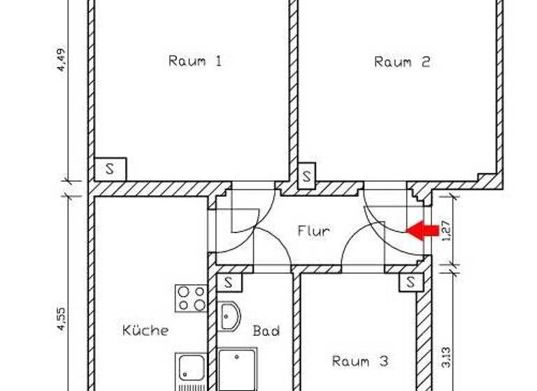 Wohnung zur Miete 473 € 3 Zimmer 57,2 m² 1. Geschoss frei ab 01.05.2026 Viertelsweg 6 Gohlis-Nord Leipzig 04157