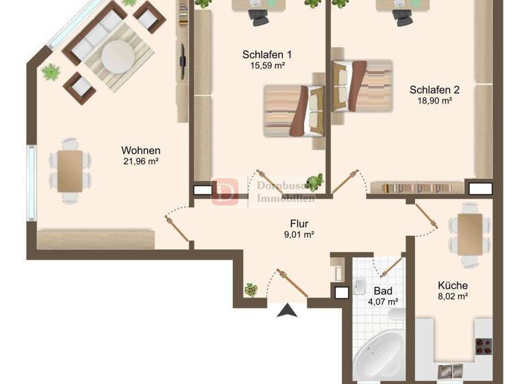 Wohnung zum Kauf 445.000 € 3 Zimmer 78 m² 1. Geschoss frei ab sofort Konrad-Broßwitz-Straße 1 Bockenheim Frankfurt am Main 60487