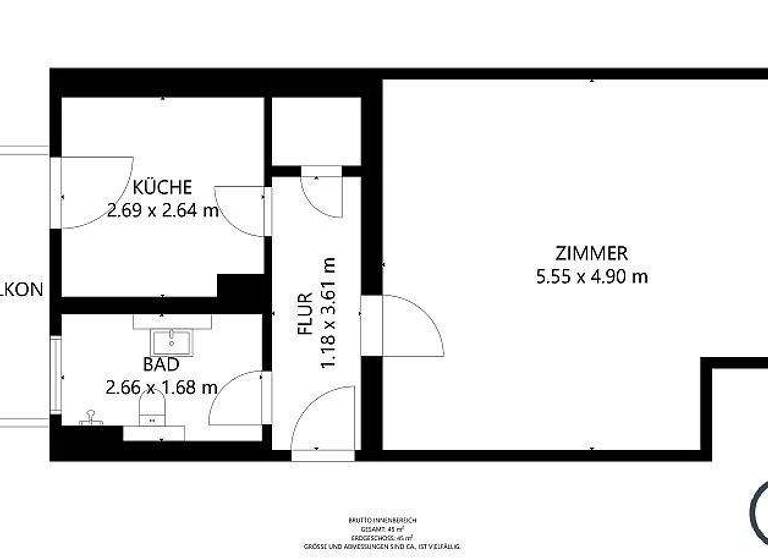 Studio zur Miete 269 € 1 Zimmer 42,8 m² EG frei ab 01.05.2026 Amtswiese 6 Bad Harzburg 38667