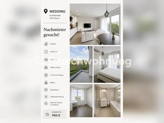 Wohnung zur Miete Tauschwohnung 780 € 3 Zimmer 69 m² 5. Geschoss Moabit Mitte 13347
