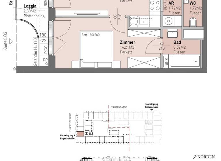 Wohnung zum Kauf - Erstbezug 298.400 € 2 Zimmer 42,3 m² 4. Geschoss frei ab 30.06.2028 Engerthstraße 111 Wien 1200