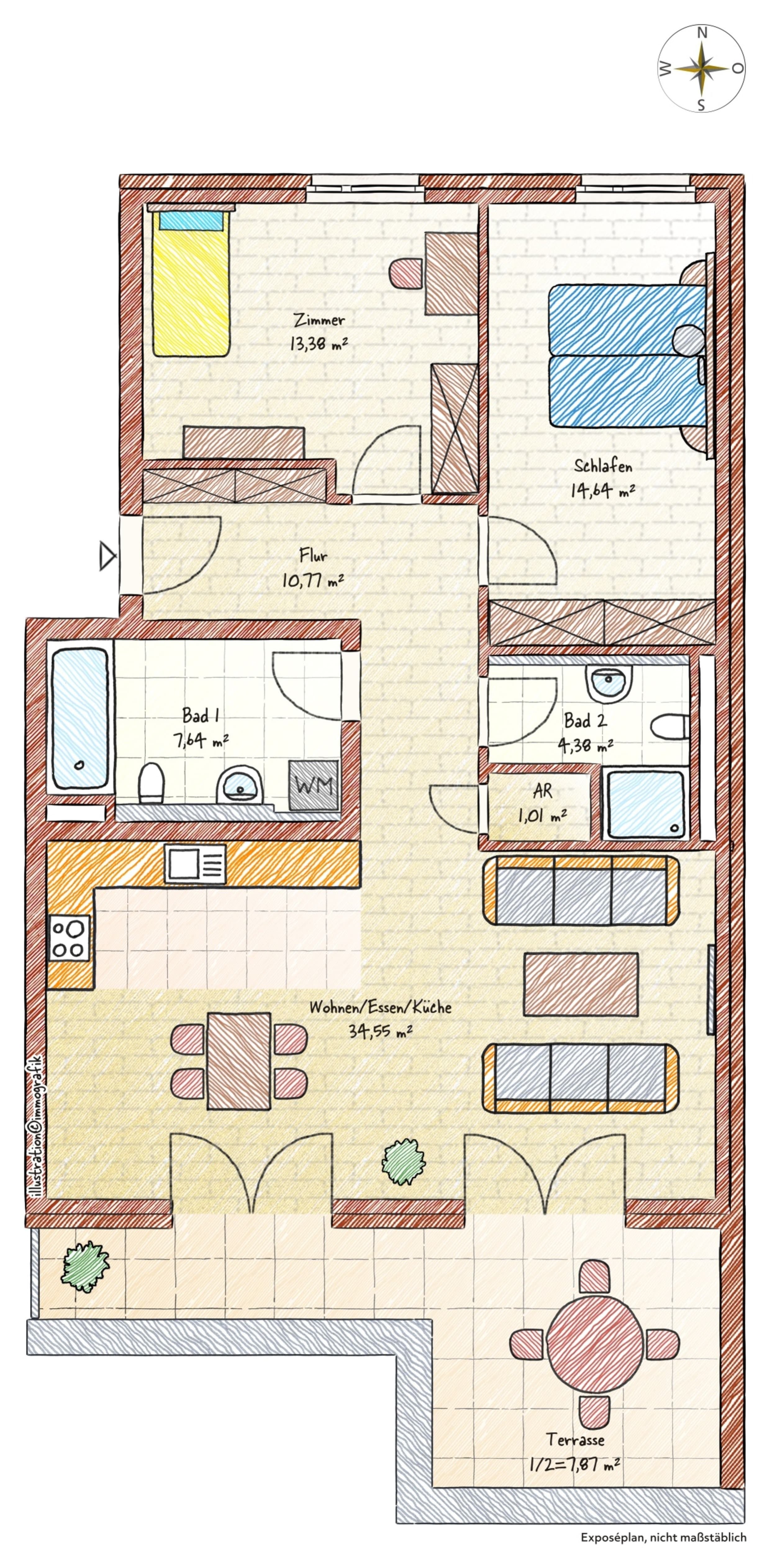 Wohnung zum Kauf provisionsfrei 459.000 € 3 Zimmer 94,2 m²<br/>Wohnfläche 4.<br/>Geschoss Fließender Sand 3b Großauheim Hanau 63457