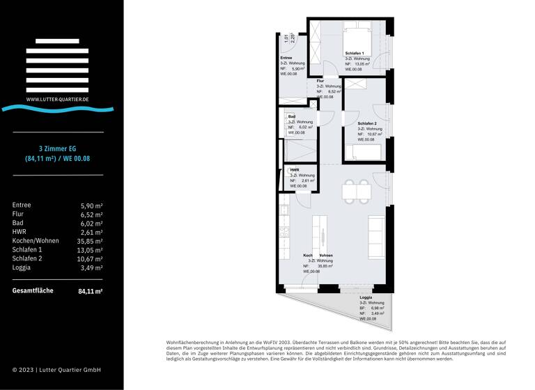 Wohnung zum Kauf - Neubau provisionsfrei 480.339 € 3 Zimmer 84,1 m² Ravensberger Straße 7 Innenstadt Bielefeld 33602