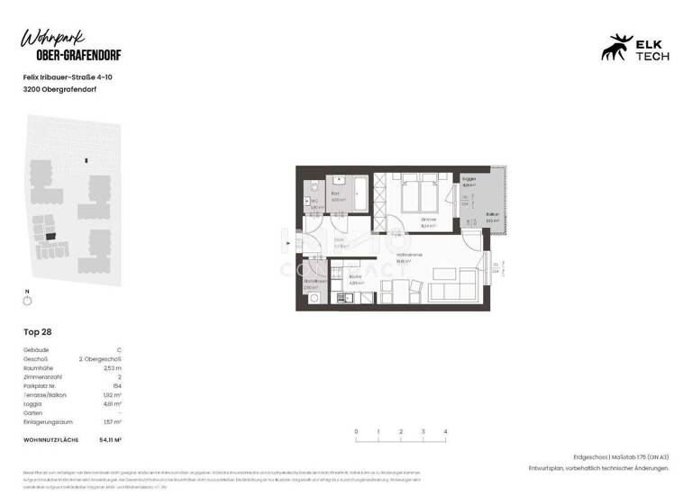 Wohnung zum Kauf - Erstbezug provisionsfrei 179.465 € 2 Zimmer 2. Geschoss Ober-Grafendorf 3200