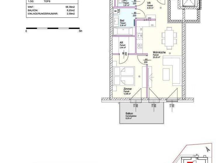 Wohnung zur Miete - Erstbezug 677 € 2 Zimmer 56,4 m² 1. Geschoss Kabanenweg Neulengbach 3040
