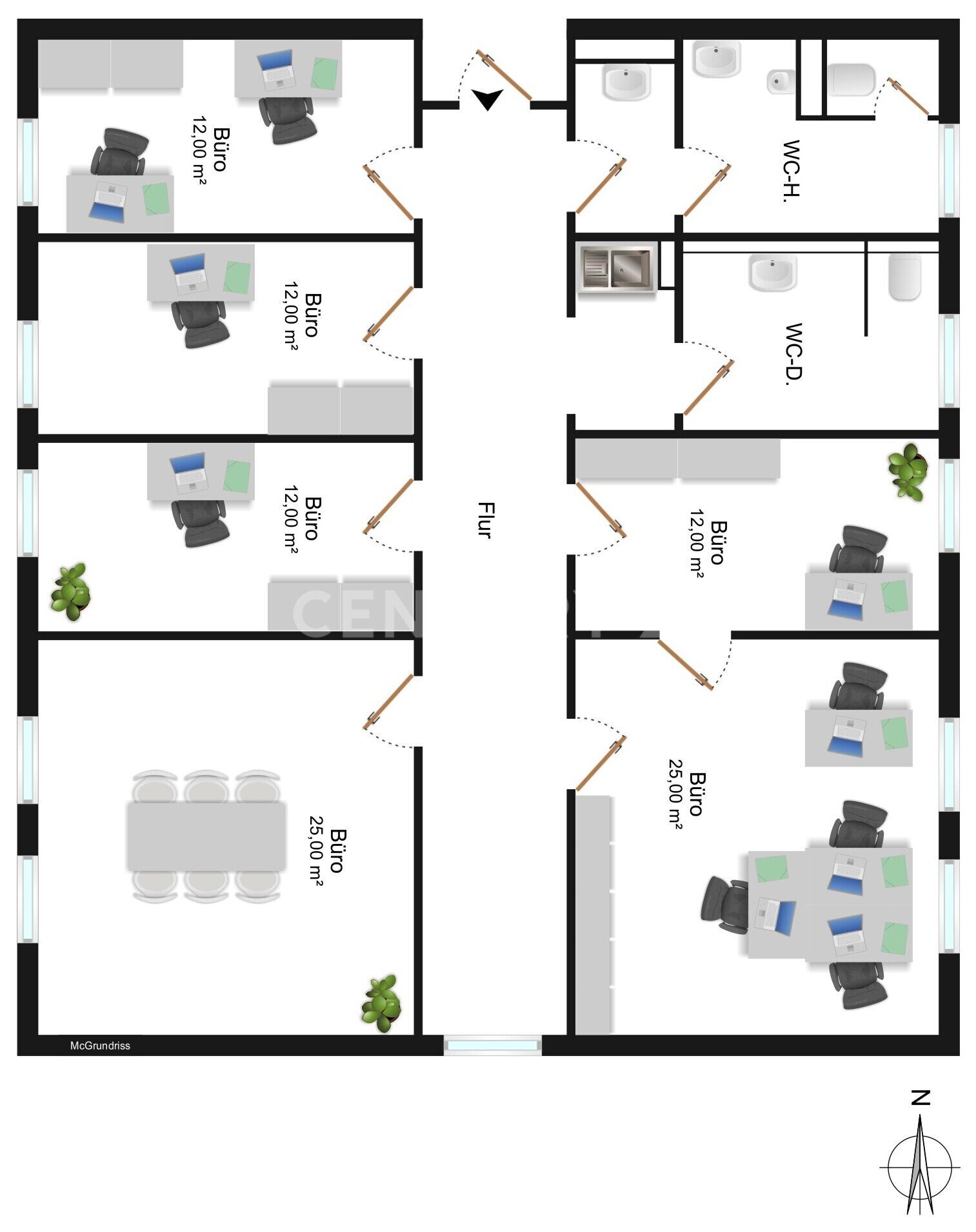 Bürofläche zur Miete 1.300 € 6 Zimmer 148 m²<br/>Bürofläche Wieseck Gießen 35394