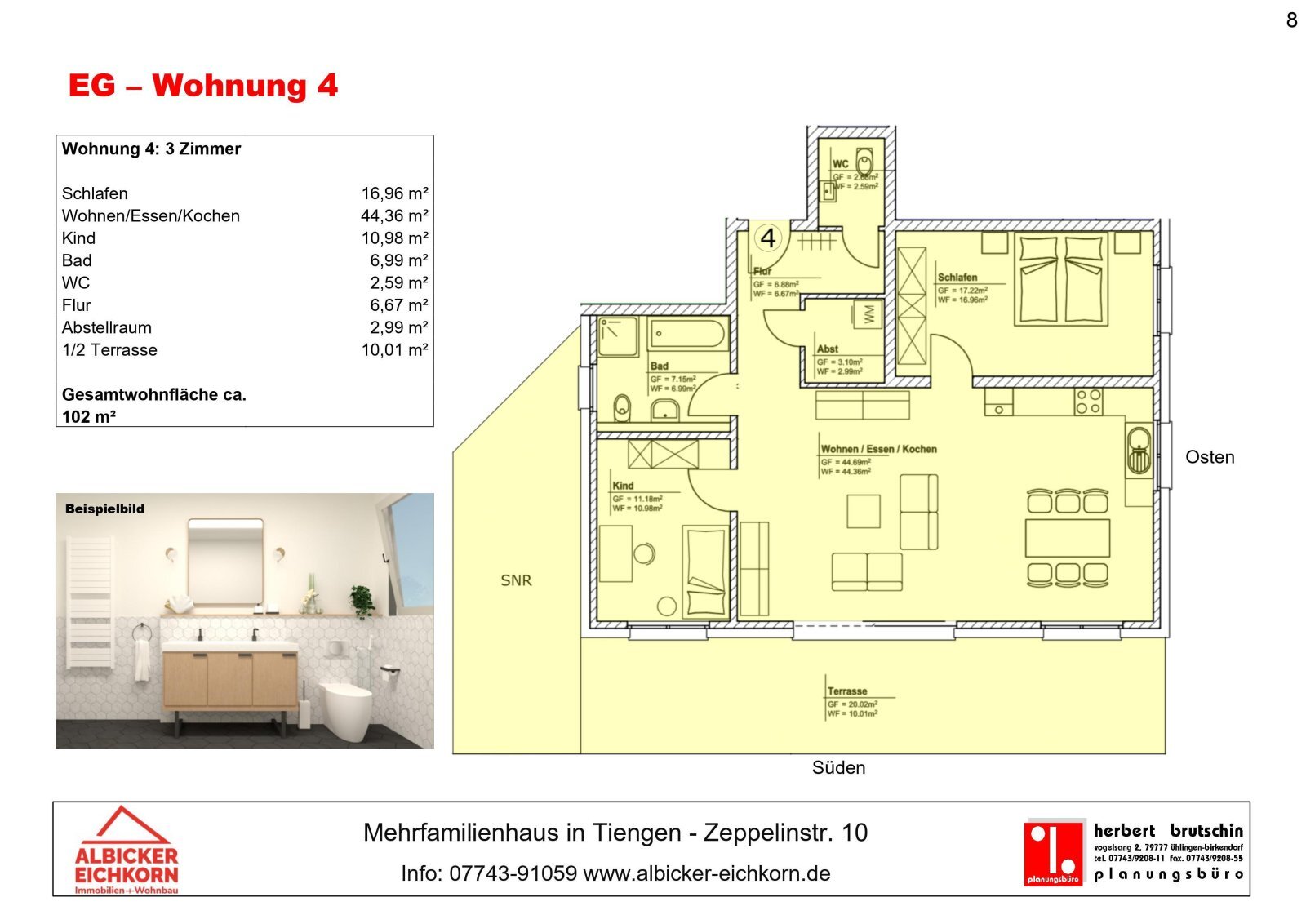 Wohnung zur Miete 1.350 € 3,5 Zimmer 102 m²<br/>Wohnfläche 01.07.2025<br/>Verfügbarkeit Zeppelinstr. 10 Tiengen Waldshut-Tiengen 79761