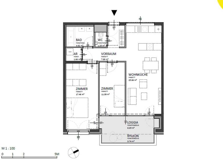 Wohnung zum Kauf 474.000 € 3 Zimmer 78,3 m² 5. Geschoss Josef-Deutsch-Strasse 5 Wien 1100