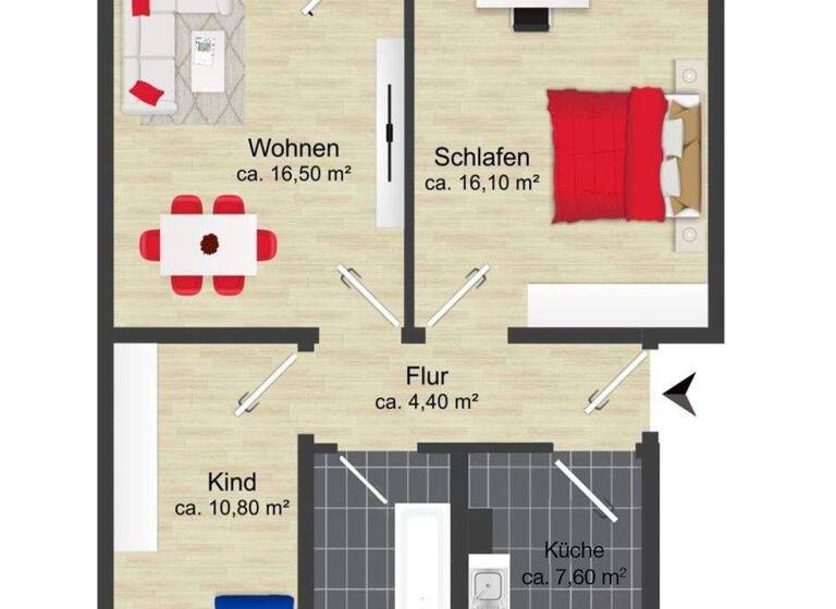 Wohnung zur Miete 340 € 3 Zimmer 60,8 m² Wilhelm-Klees-Straße 14c Stadtfeld Ost Magdeburg / Stadtfeld Ost 39108