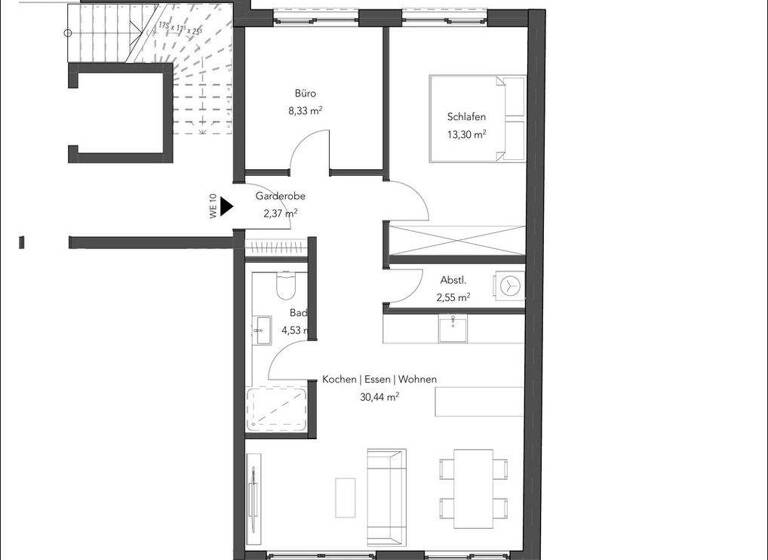 Wohnung zum Kauf - Neubau provisionsfrei 349.900 € 3 Zimmer 61 m² 1. Geschoss Innenstadt Aschaffenburg 63743