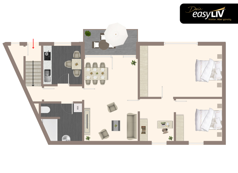 Wohnung zum Kauf provisionsfrei 299.000 € 4,5 Zimmer 99,3 m²<br/>Wohnfläche EG<br/>Geschoss Rieder Straße 2 Sasbachried Achern 77855