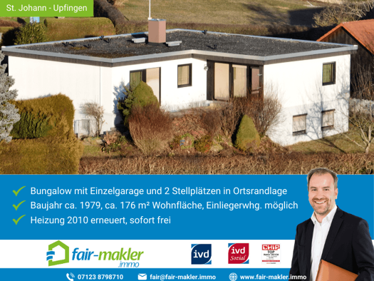 Bungalow zum Kauf 384.000 € 5 Zimmer 176,6 m² 635 m² Grundstück Upfingen Sankt Johann 72813