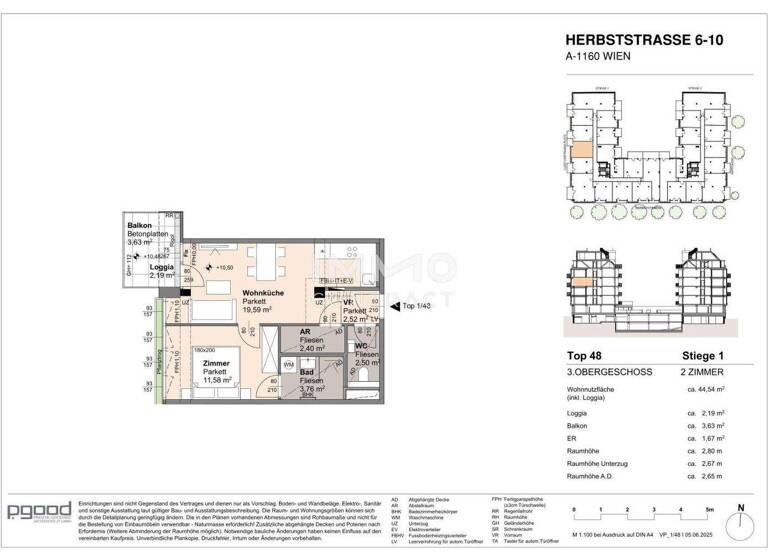 Wohnung zum Kauf 331.200 € 2 Zimmer 42,3 m² frei ab 01.09.2028 Wien 1160