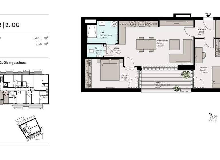 Wohnung zum Kauf 380.000 € 3 Zimmer 64,6 m² 2. Geschoss Erzherzog Karl Strasse 74 Wien 1220