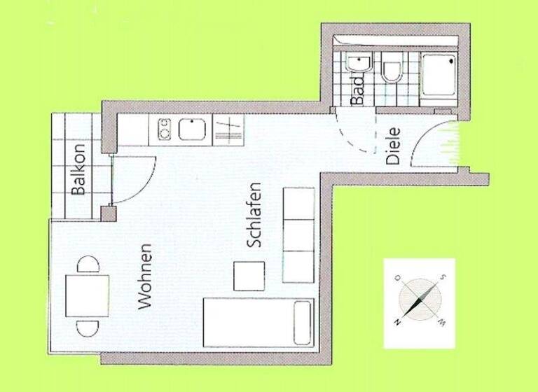 Studio zum Kauf provisionsfrei 134.900 € 1 Zimmer 27 m² 2. Geschoss Erlenstraße 18 Söflingen Ulm 89077