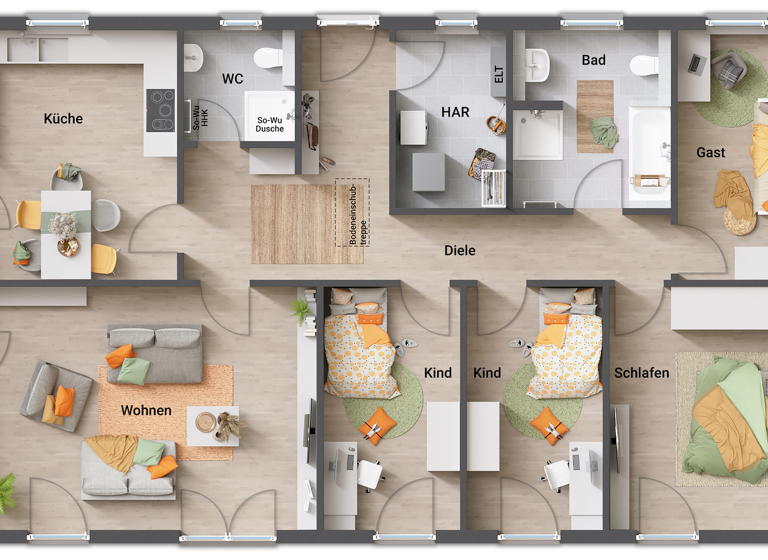 Bungalow zum Kauf - Erstbezug provisionsfrei 371.290 € 6 Zimmer 130,3 m² 653 m² Grundstück Zum Rohkamp Stederdorf Peine 31228